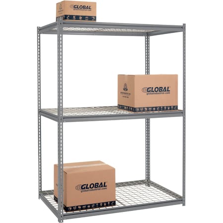 Global Industrial High Capacity Starter Rack 60x24x84 3 Levels Wire Deck 1300lb Per Shelf, GRY 580917GY